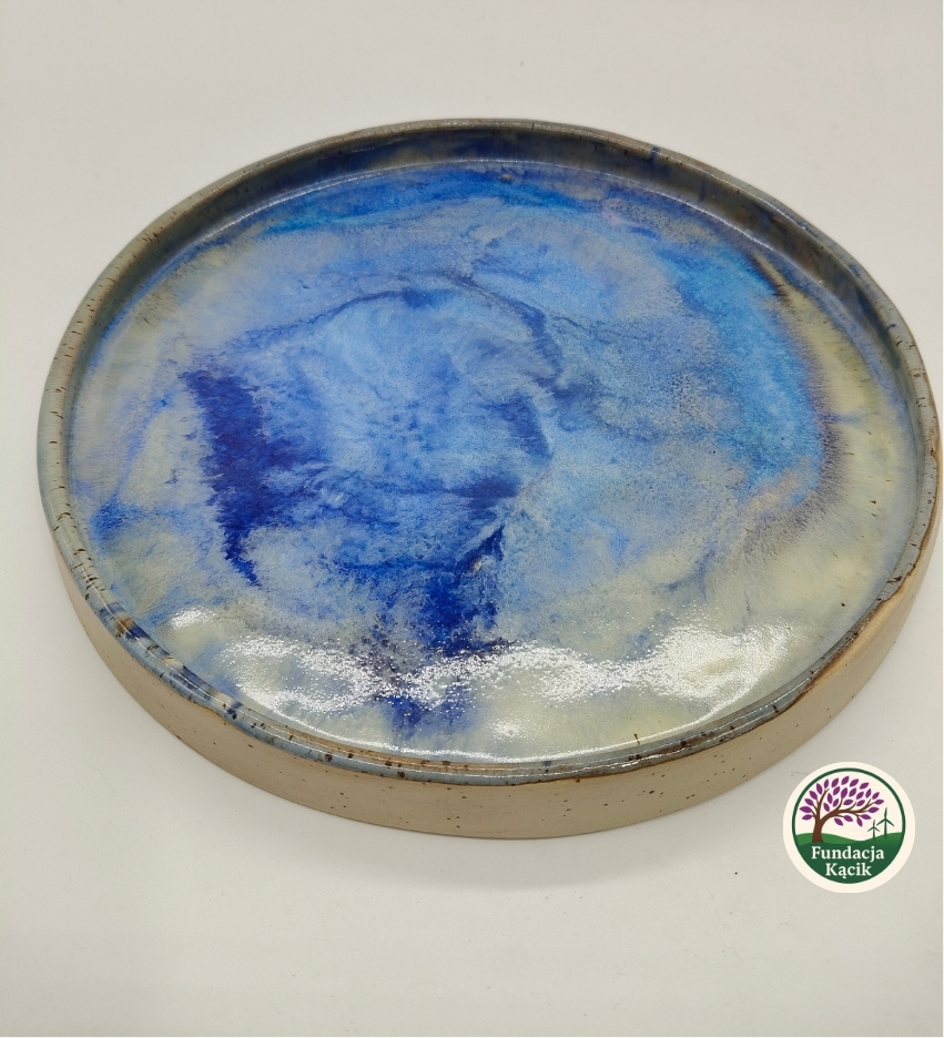 Ręcznie wykonany talerz / patera ceramiczna – odcienie błękitu - obrazek 2