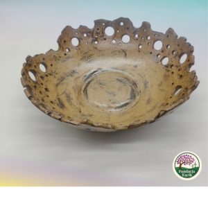 Misa ceramiczna ręcznie wykonana – ażurowa, kolor starego złota