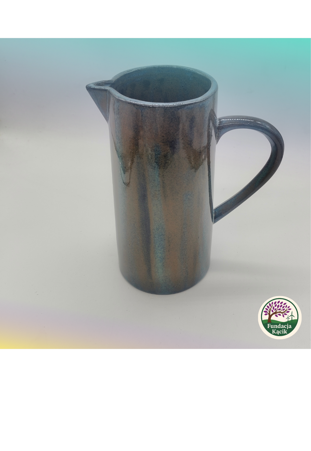 Dzbanek ceramiczny ręcznie wykonany 1300 ml – grafitowo-turkusowy