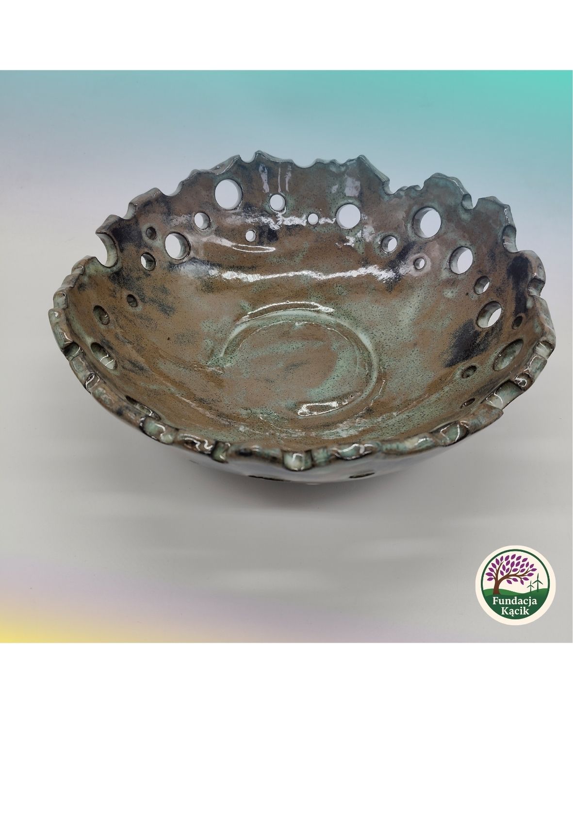 Ażurowa misa ceramiczna 28 cm – ręcznie wykonana - obrazek 2
